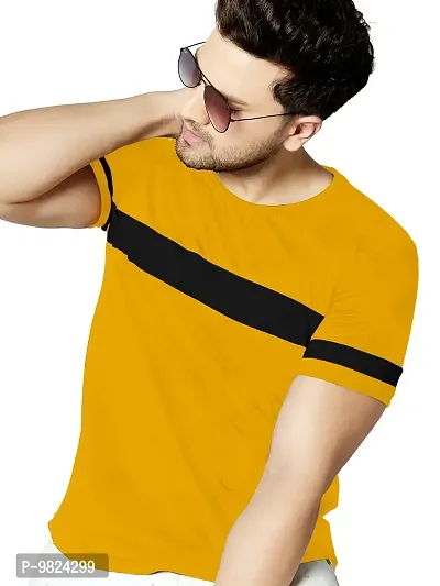 AUSK Round Neck Regular fir Men's T-Shirt (Mustard-Small)-thumb0
