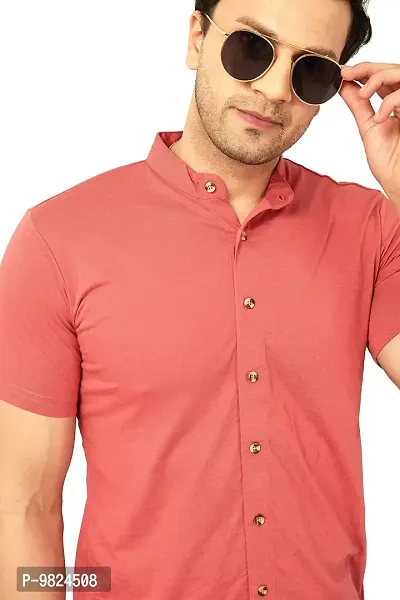 GESPO Men's Regular Fit Shirts(Peach-Medium)-thumb0