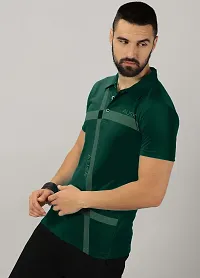 Stylish Green Cotton Blend Printed Polos For Men-thumb3