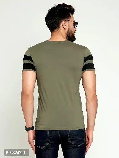 AUSK Men's Cotton Half Sleeve Round Neck Striped Tshirt (XX-Large, Green)-thumb4