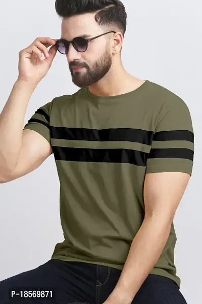 Stylish Cotton Blend Multicoloured Colourblocked Round Neck Tees Short Sleeves For Men Pack Of 2-thumb2