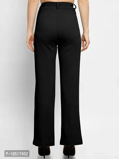 Elegant Black Polyester Blend Solid Trousers For Women-thumb2