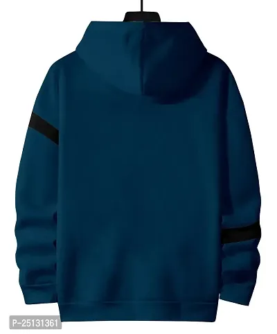 Trendy Turquoise Cotton Blend Printed Hoodie Tee For Men-thumb2