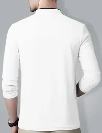 AUSK Men's Cotton Henley Neck Full Sleeve Solid Regular Fit T-Shirt (Large; White)-thumb1