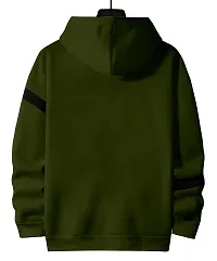 Stylish Cotton Blend Olive Printed Hooded Tees Long Sleeves For Men-thumb1