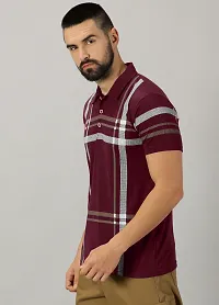 Stylish Maroon Cotton Blend Printed Polos For Men-thumb2