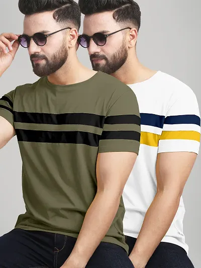 Stylish Cotton Blend Round Neck Tees Combo(Pack Of 2)
