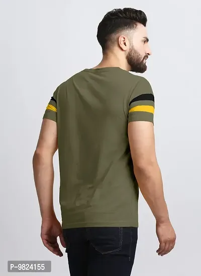 AUSK Men's Regular Round Neck Half Sleeves T-Shirts (Color:Green & Black & Yellow-Size:Small)-thumb3