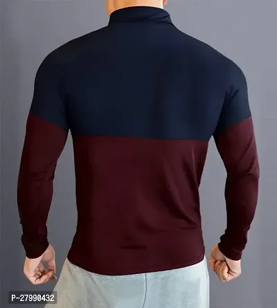 Stylish Navy Blue And Maroon Polyester Full Sleeve T-Shirt For Men-thumb2