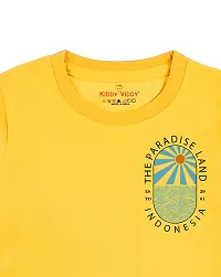 Stylish Yellow Cotton Blend Tees For Boys-thumb2