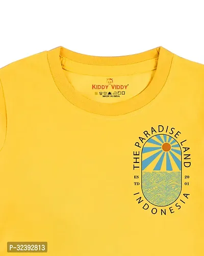 Stylish Yellow Cotton Blend Tees For Boys-thumb3