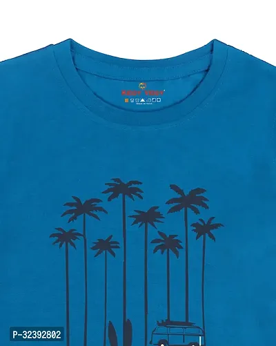 Stylish Blue Cotton Blend Tees For Boys-thumb3