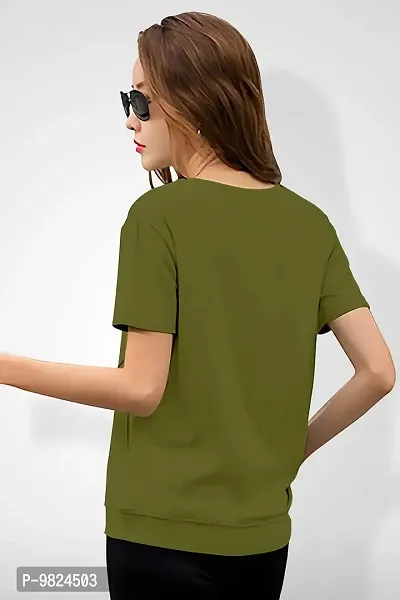 GESPO Women's Round Neck T-Shirts(Green-Small)-thumb2