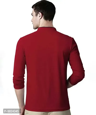 AUSK Men's Henley Neck Full Sleeves Regular Fit Cotton T-Shirts (Color-Red_Size-XL)-thumb3