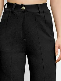 Elegant Black Polyester Blend Solid Trousers For Women-thumb3