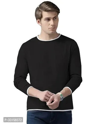 Reliable Black Cotton Blend Solid Oversized Tshirt For Men