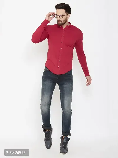 GESPO Men's Cotton Shirts(Red-Large)-thumb4