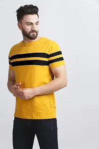 AUSK Men's Regular Round Neck Half Sleeves T-Shirts (Color:Yellow & Black-Size:XX-Large)-thumb3