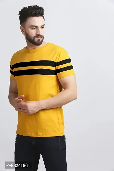 AUSK Men's Regular Round Neck Half Sleeves T-Shirts (Color:Yellow & Black-Size:XX-Large)-thumb4