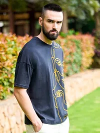 Stylish Navy Blue Cotton Blend Half Sleeve T-Shirt For Men-thumb3