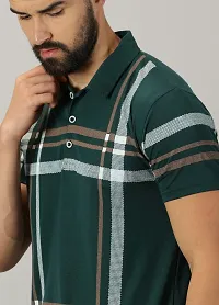 Stylish Cotton Blend Green Printed Polos Short Sleeves For Men-thumb2