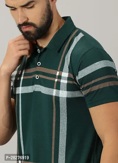 Stylish Cotton Blend Green Printed Polos Short Sleeves For Men-thumb3