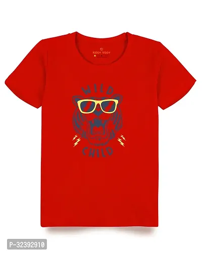 Stylish Red Cotton Blend Tees For Boys