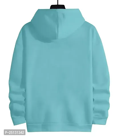 Trendy Blue Cotton Blend Printed Hooded Tees For Men-thumb2