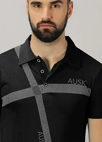 Stylish Black Cotton Blend Printed Polos For Men-thumb2