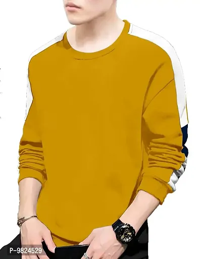 GESPO Men's Full Sleeves T-Shirts(Mustard-Large)