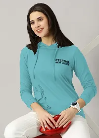 Elegant Turquoise Cotton Blend Typography Tshirt For Women-thumb1