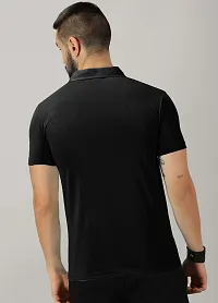 Stylish Black Cotton Blend Printed Polos For Men-thumb1