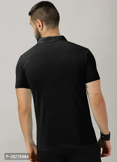 Stylish Black Cotton Blend Printed Polos For Men-thumb2