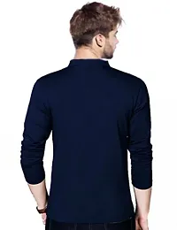 Stylish Blue Cotton Solid Full Sleeves Tees For Men-thumb2