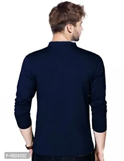 AUSK Men's Henley Neck Full Sleeves Regular Fit Cotton T-Shirts (Color-Navy Blue_Size-S)-thumb5