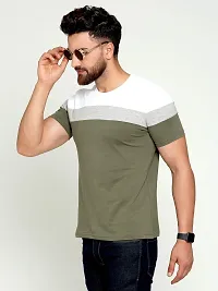 AUSK Men's Cotton Half Sleeve Round Neck Striped Tshirt (X-Large, Green1)-thumb3