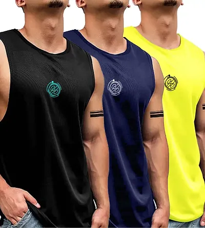 Stylish Sleeveless Gym Vest For Men-Pack Of 3