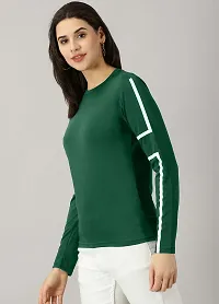 Elegant Green Cotton Blend Colourblocked Tshirt For Women-thumb3