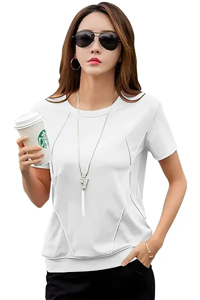 GESPO Women's Cotton Round Neck Half Sleeve Solid Regular Fit T-Shirt
