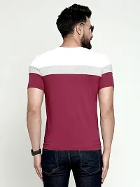 AUSK Round Neck Half Sleeves Regular Fit T-Shirt for Mens (Red&White-Large)-thumb1