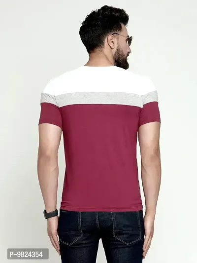 AUSK Round Neck Half Sleeves Regular Fit T-Shirt for Mens (Red&White-Large)-thumb2