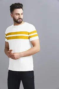 AUSK Men's Regular Round Neck Half Sleeves T-Shirts (Color:White & Yellow-Size:Small)-thumb3