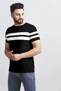 AUSK Men's Regular Round Neck Half Sleeves T-Shirts (Color:Black & White-Size:Medium)-thumb3