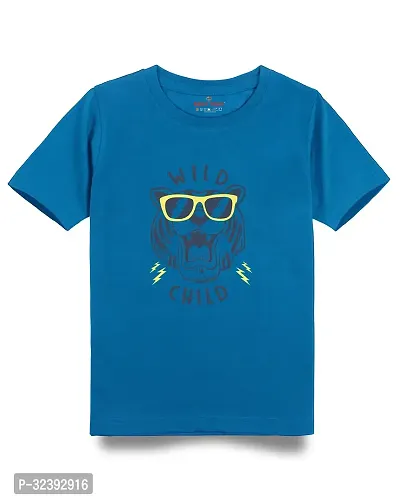 Stylish Blue Cotton Blend Tees For Boys