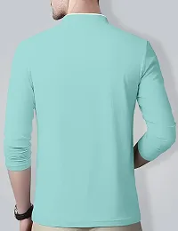 AUSK Men's Henley Neck Full Sleeves Regular Fit Cotton T-Shirts (Color-Sky Blue_Size-M)-thumb1