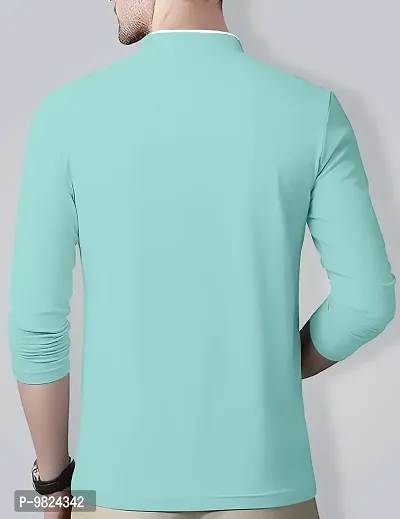 AUSK Men's Henley Neck Full Sleeves Regular Fit Cotton T-Shirts (Color-Sky Blue_Size-M)-thumb2