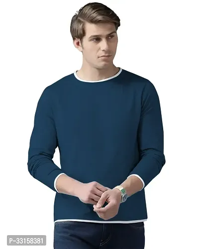 Reliable Blue Cotton Blend Solid Oversized Tshirt For Men