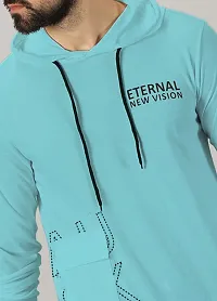 Stylish Turquoise Cotton Blend T-Shirts For Men-thumb2