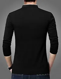 AUSK Men's Cotton Henley Neck Full Sleeve Solid Regular Fit T-Shirt (Small; Black)-thumb1