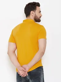 GESPO Men's Shirts Half Sleeves Mandarin Collar(Yellow-Small)-thumb1